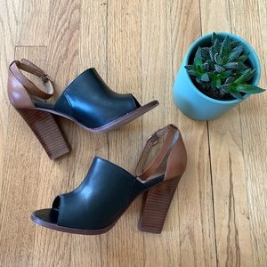 ALDO Two-tone Leather Ankle Strap Heels, Sz. 8